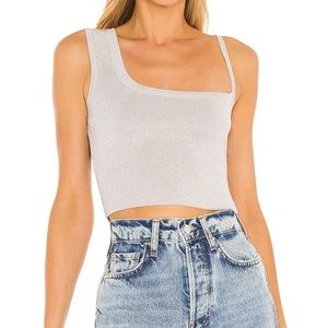 🟣 NWOT Superdown Asymmetrical Silver Sparkly Tank